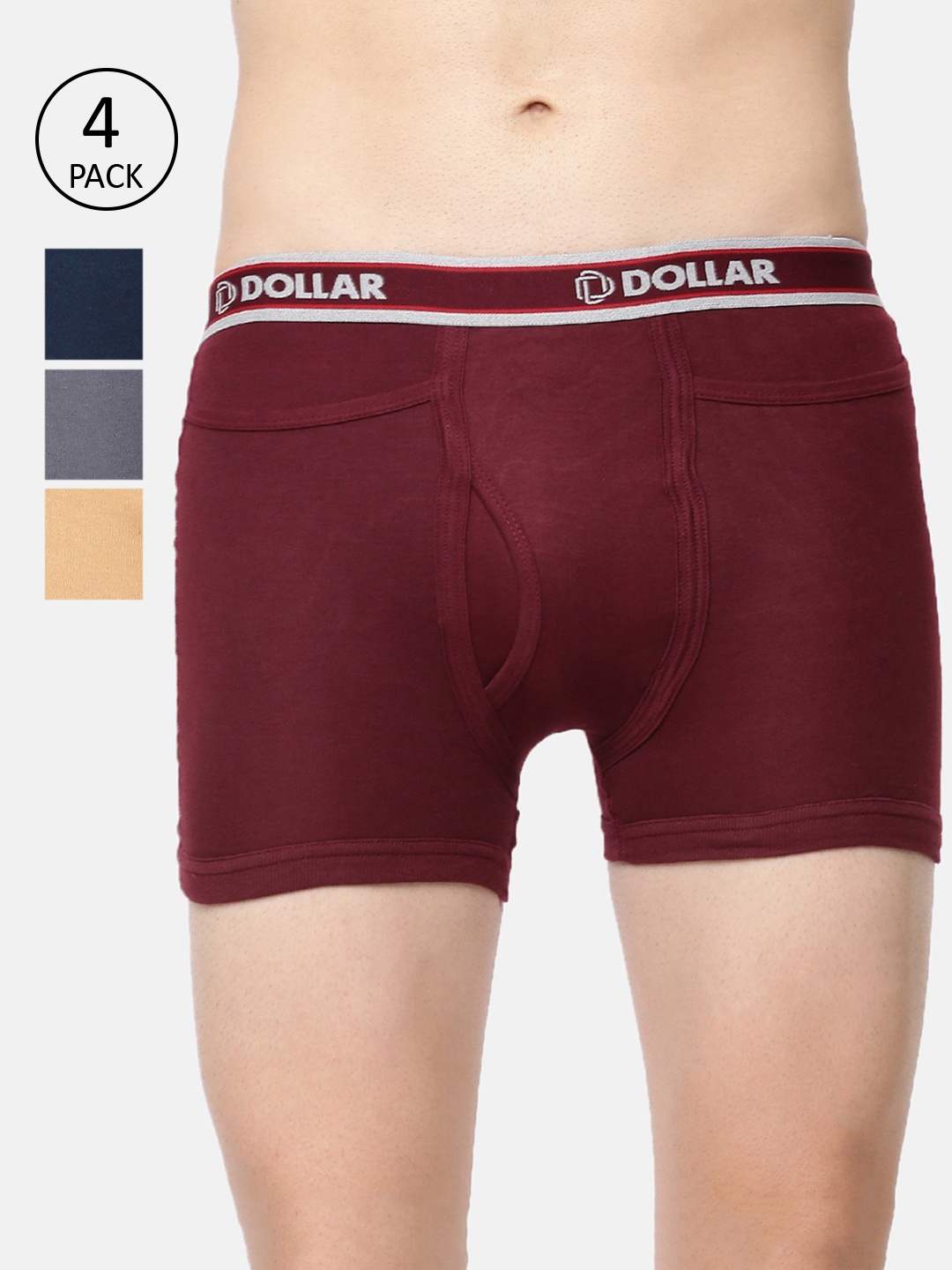 

Dollar Bigboss Men's Solid Pack of 4 Combed Cotton Interlock Trunk MDTR-09-PO4-C1, Assorted