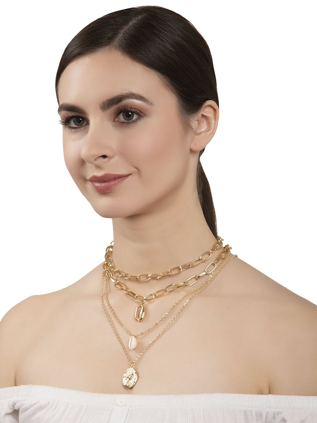 

Shining Diva Fashion Gold-Plated Layered Necklace