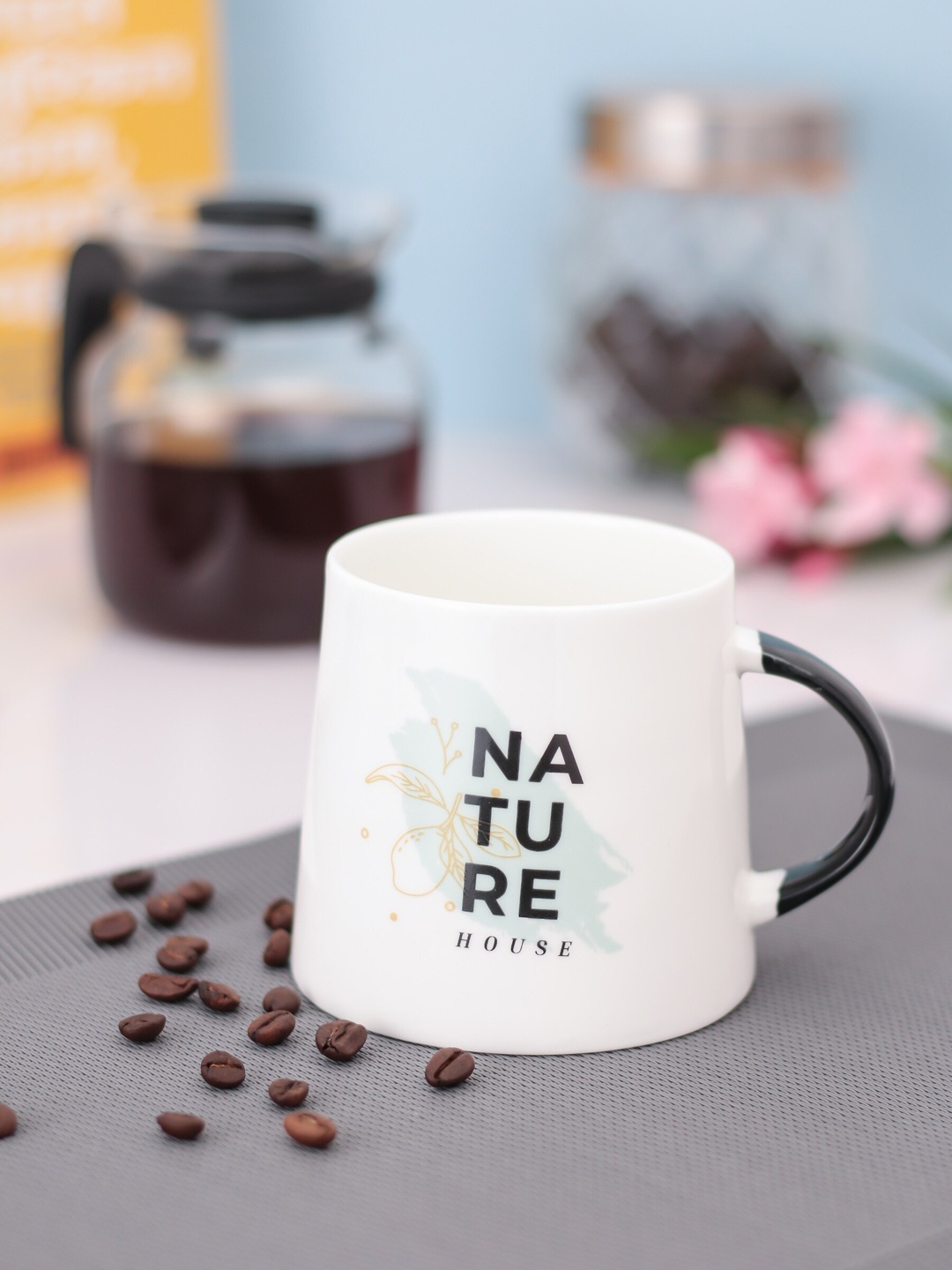 

JCPL Fine Ceramic White & Black Printed Mug