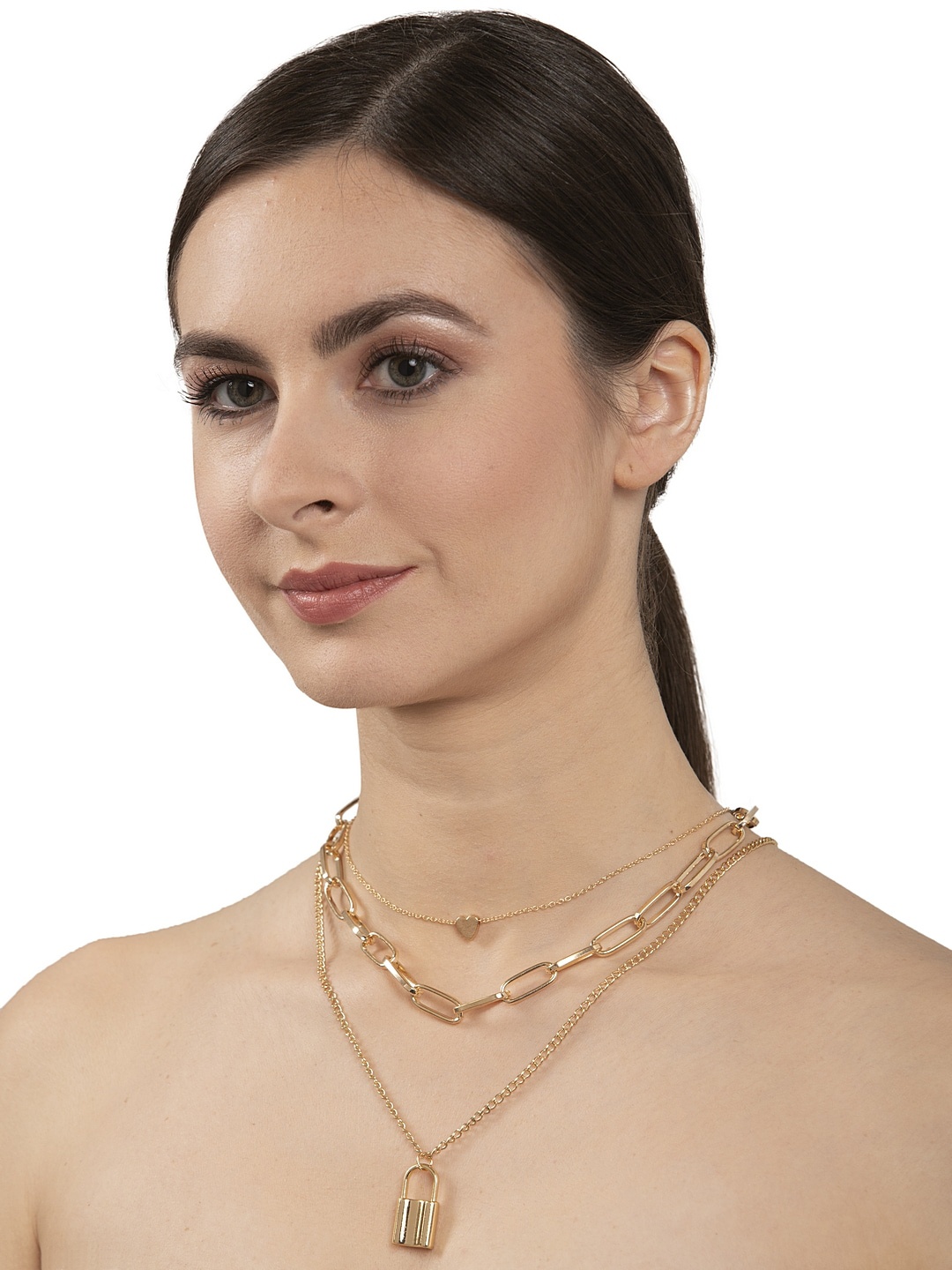 

Shining Diva Fashion Gold-Plated Layered Statement Necklace