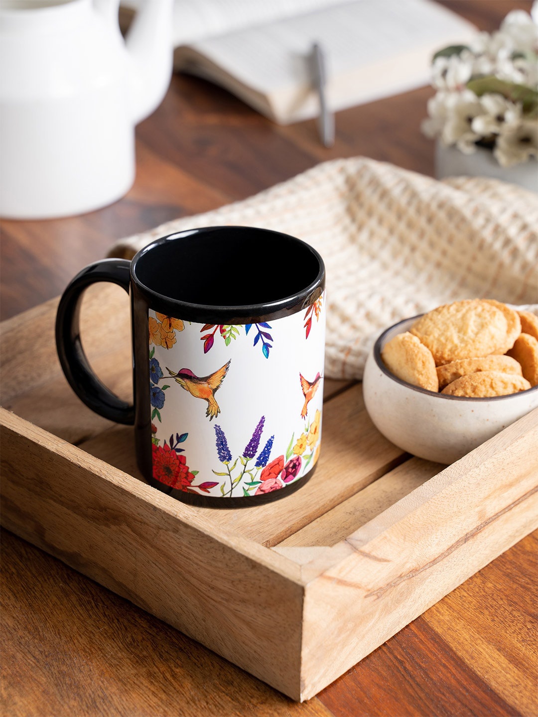 

KOLOROBIA Black & White Humming Bird Inspired Ceramic Mug
