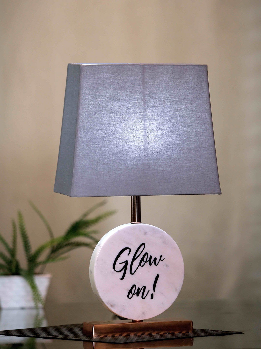 POSH-N-PLUSH Grey Glow On Marble Bedside Standard Table Lamp