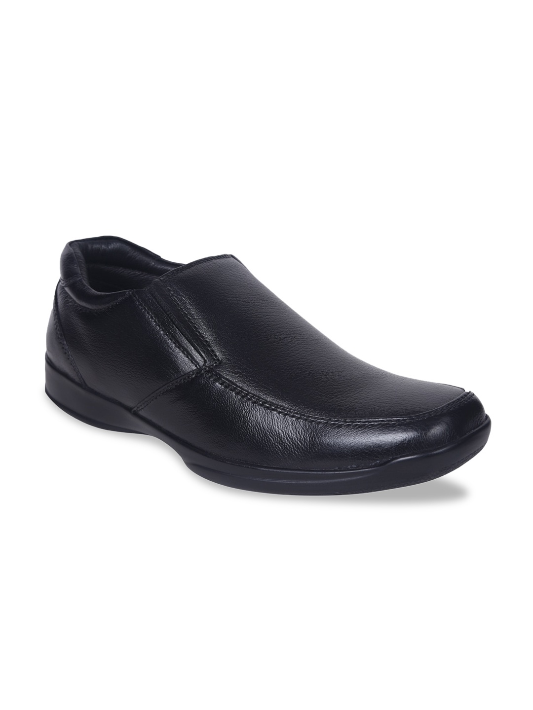 

IMPERIO Men Black Solid Leather Formal Loafers