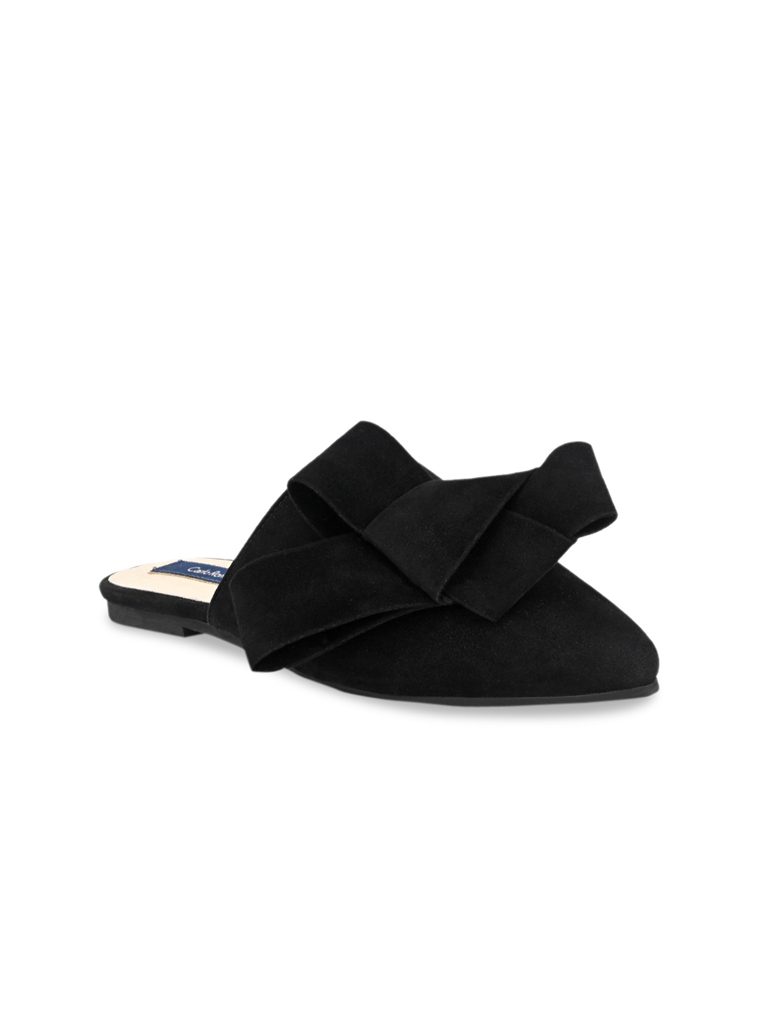 

CARLO ROMANO Women Black Leather Mules Flats