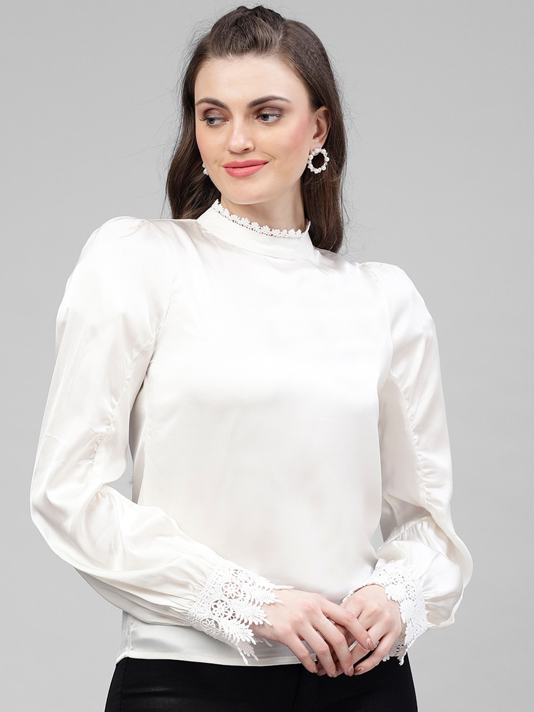 KASSUALLY Women Off-White Solid Top