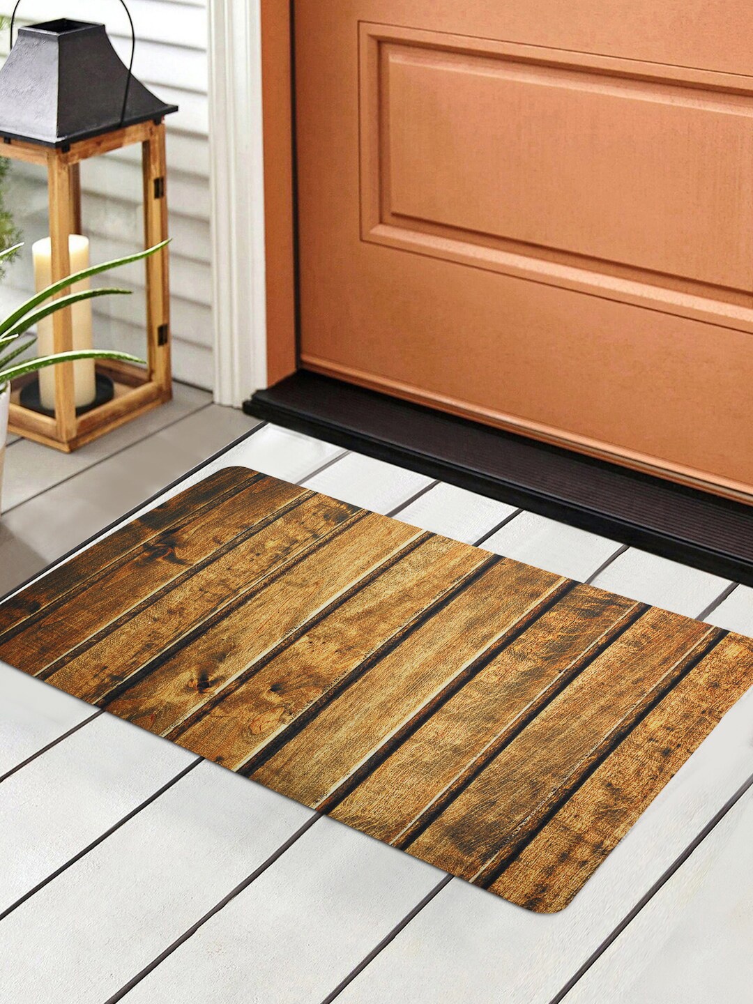 

HOSTA HOMES Brown Digitally Printed Anti-Skid Doormat