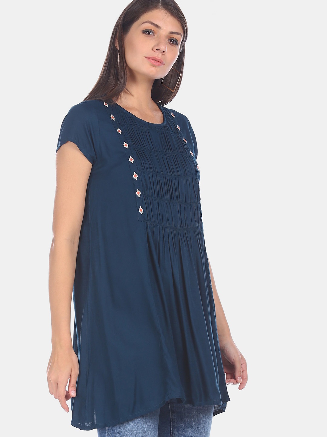 

Karigari Women Teal Solid Anarkali Kurta