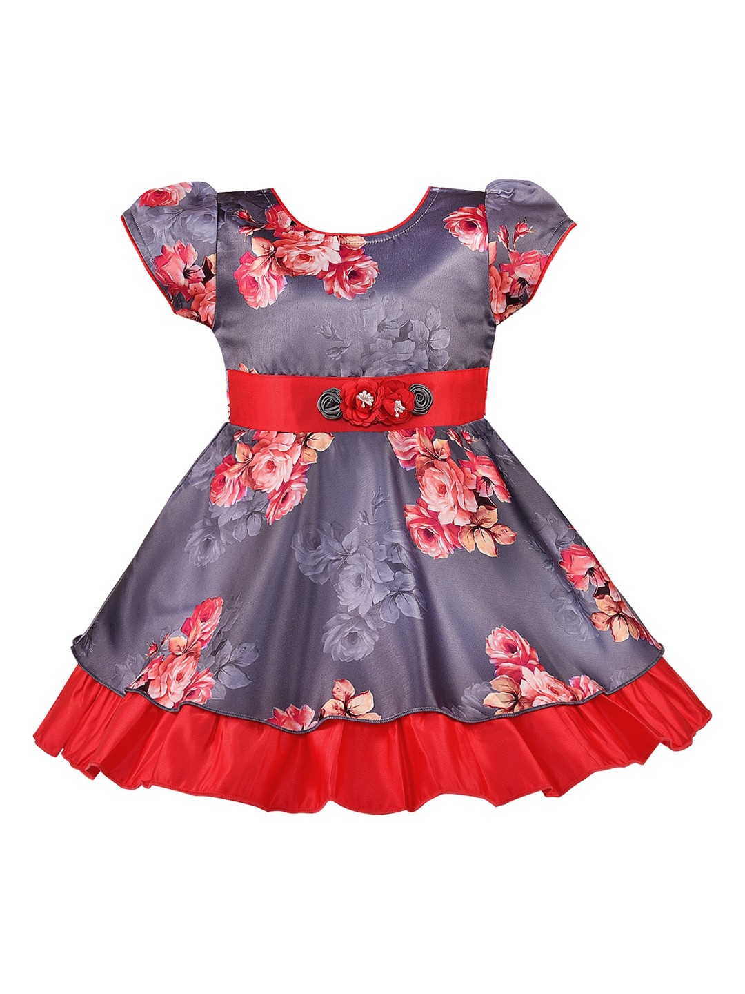 

Wish Karo Girls Grey Printed Fit and Flare Dress