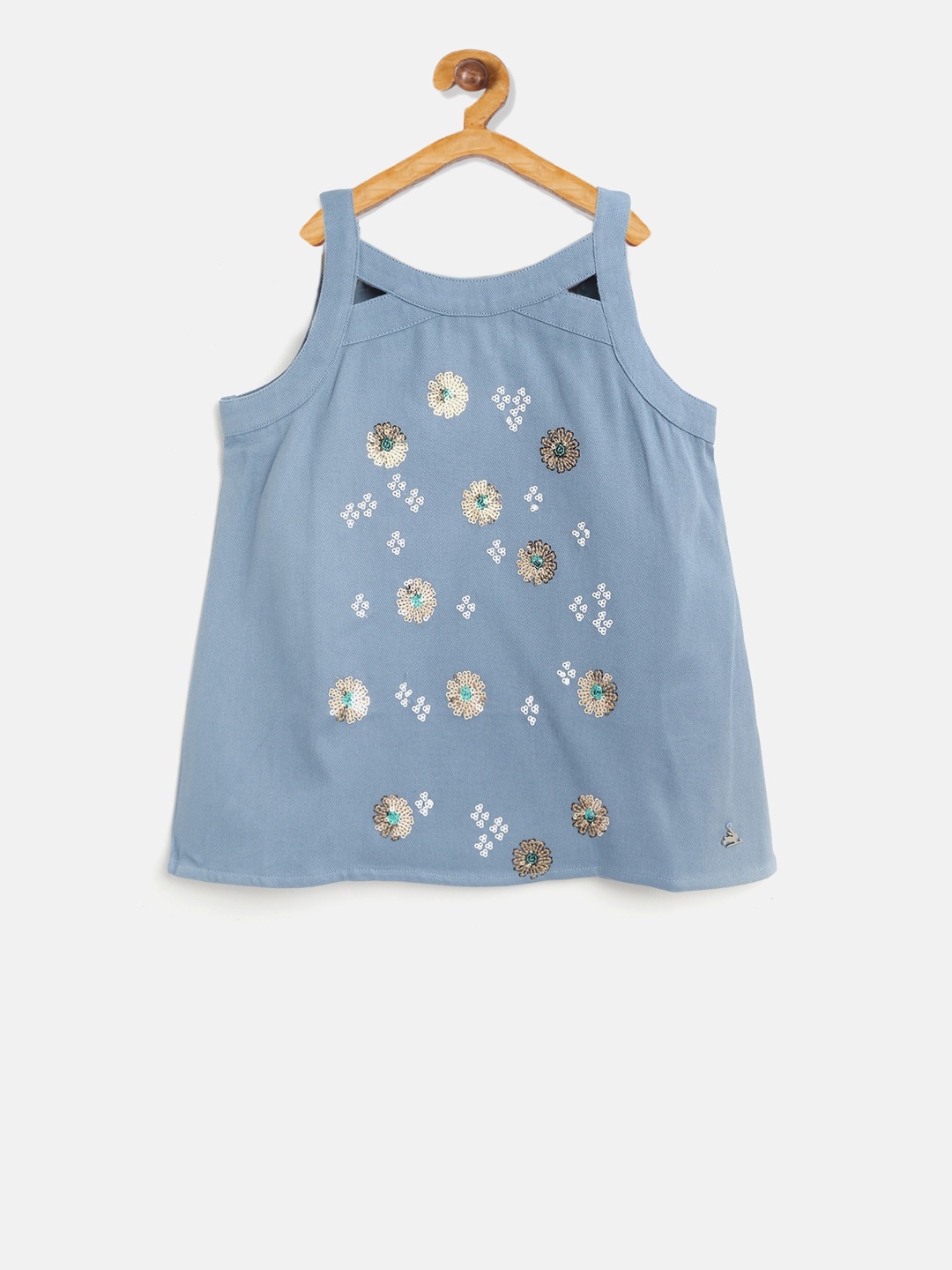 

Cherry Crumble Girls Blue Solid Tank Top