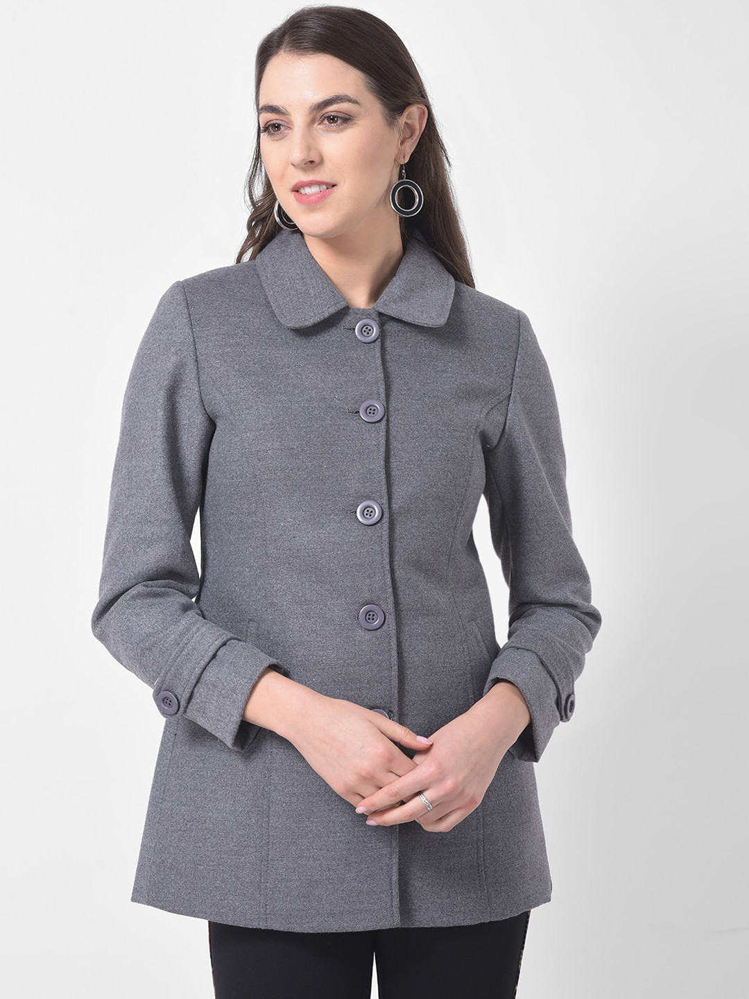 

Latin Quarters Women Grey Solid Windcheater Tailored Jacket