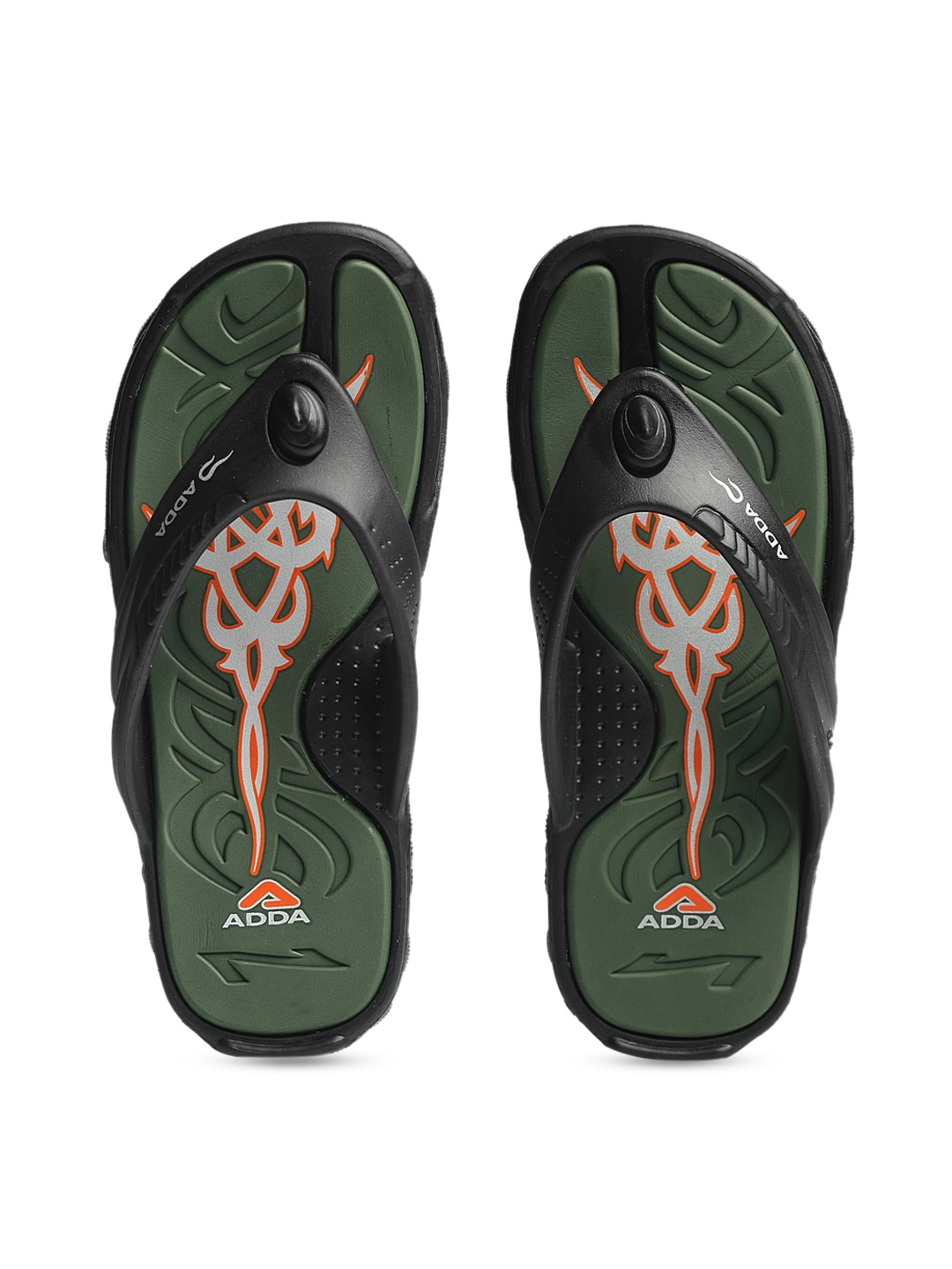 

Adda Men Olive Green & White Solid Thong Flip-flops