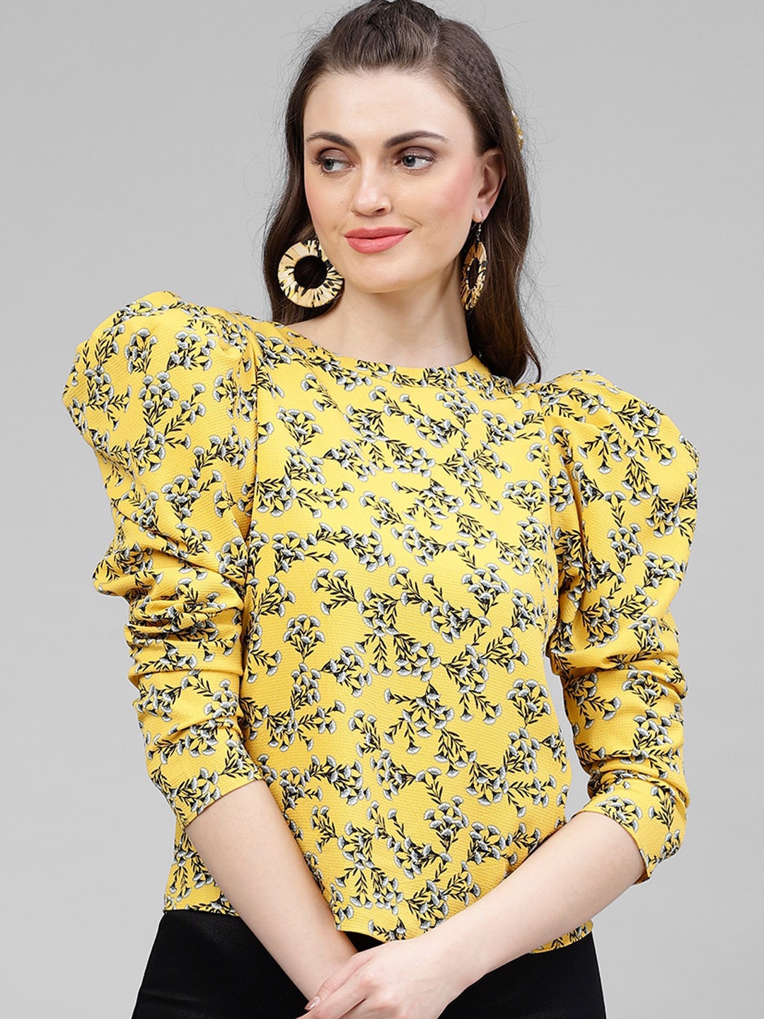 

KASSUALLY Women Yellow Printed Top