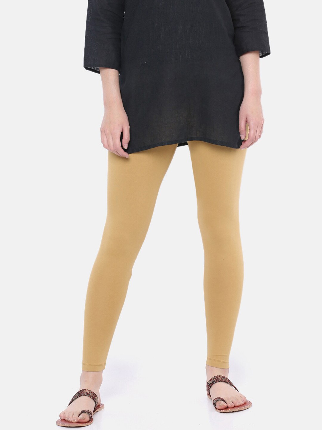 

Dollar Missy Women Beige Solid Ankle-Length Leggings