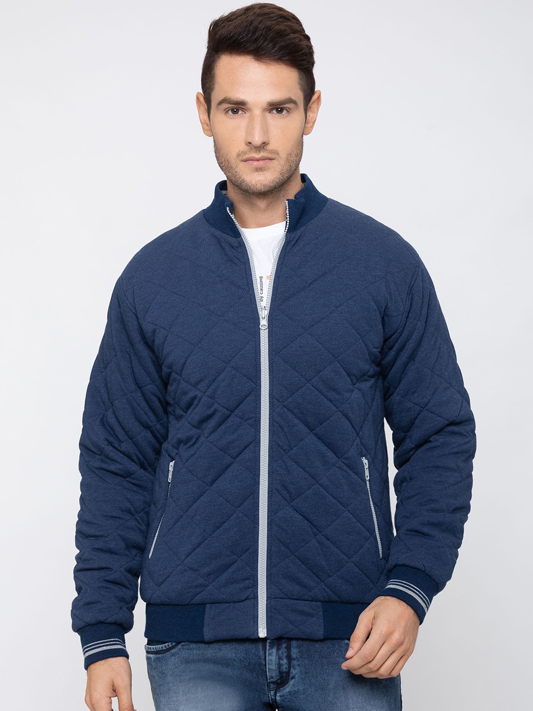 

Globus Men Navy Blue Solid Reversible Bomber