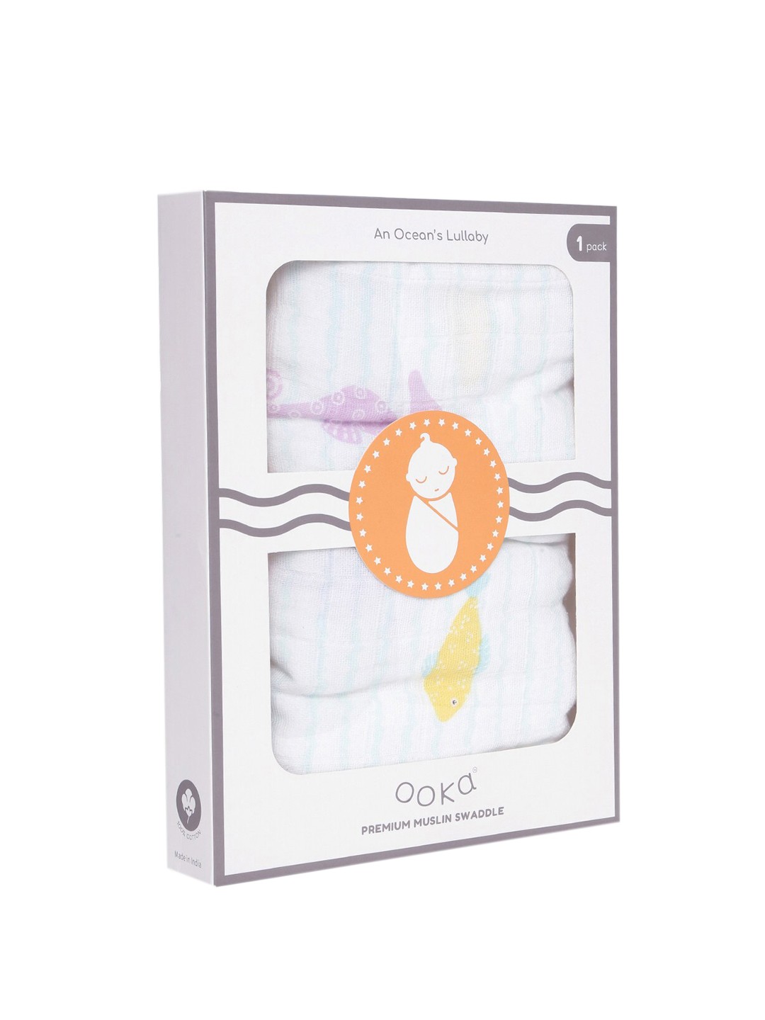 

OOKA Kids White & Blue Printed Muslin Swaddle