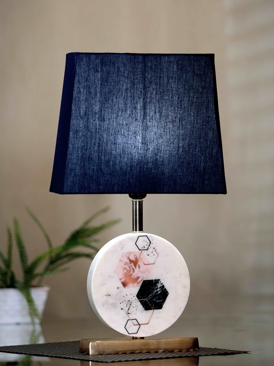 

POSH-N-PLUSH Blue Solid Marble Table Lamp