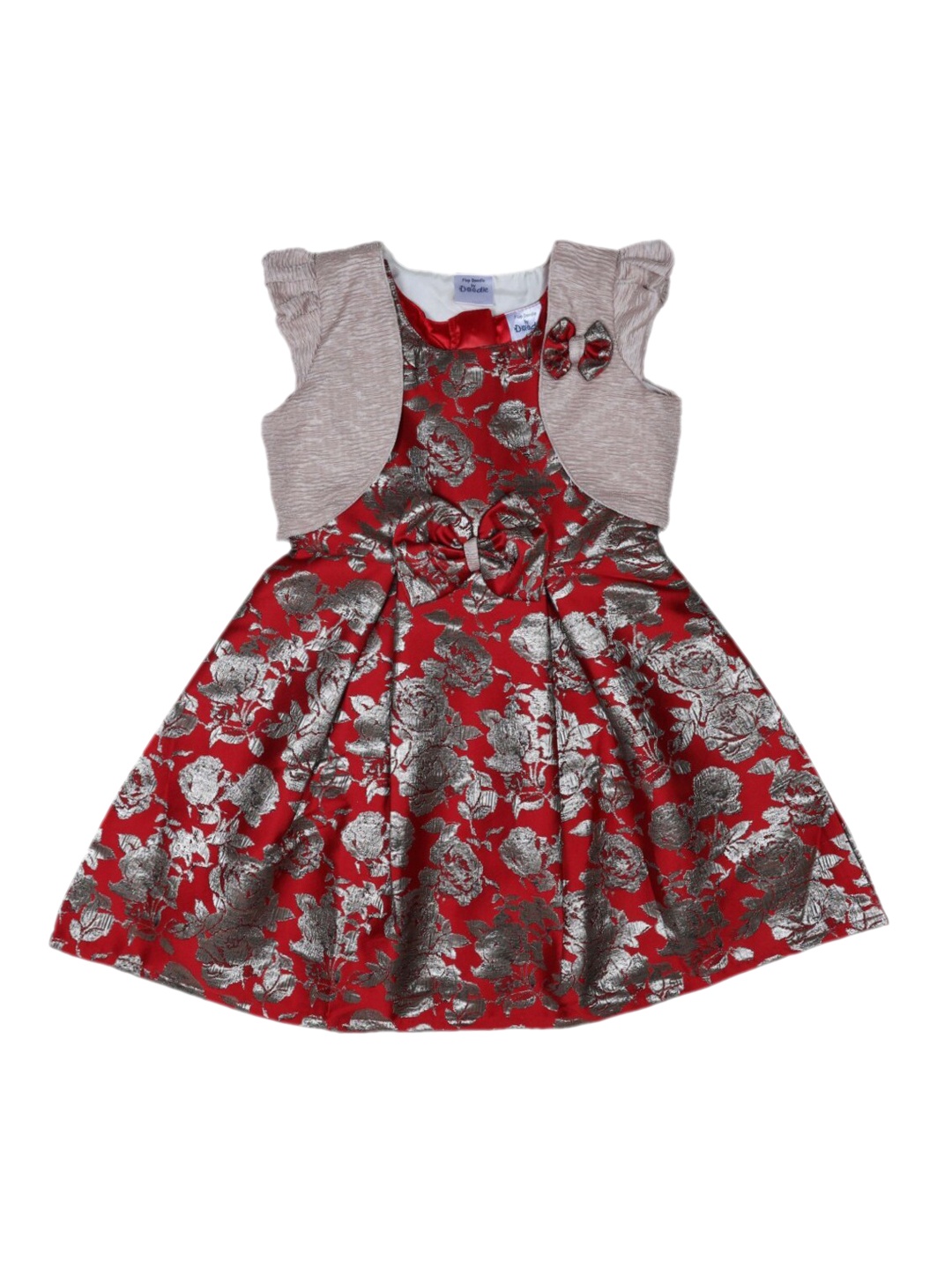 

Doodle Girls Red Printed Fit and Flare Dress