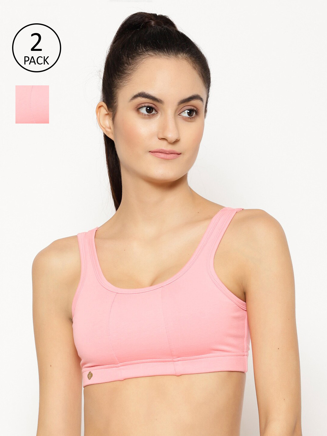 

Floret Women Pack Of 2 Pink Solid Non-Padded & Non-Wired Workout Bra T3068