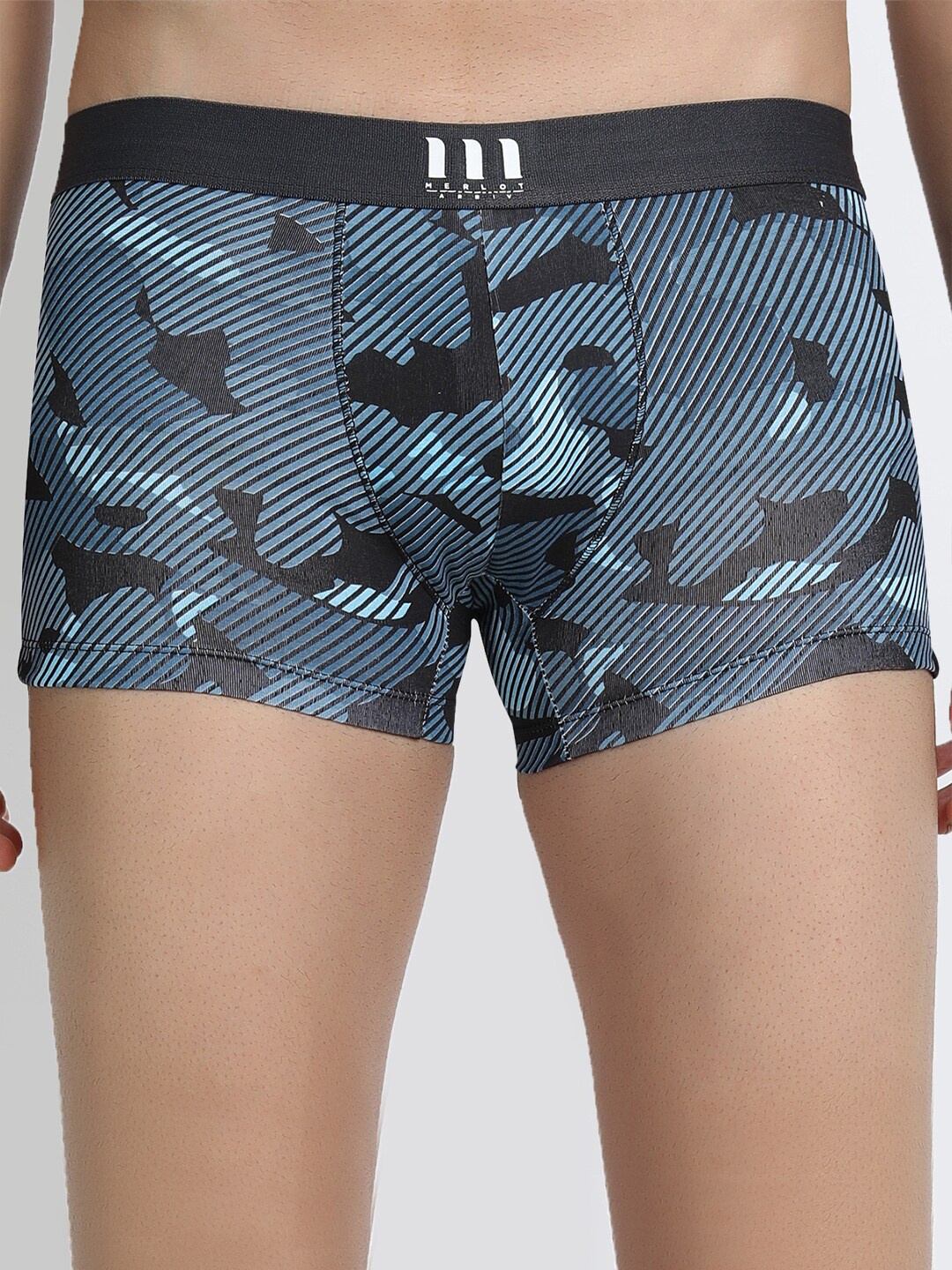 

MERLOT Men Blue & Grey Camouflage Printed Trunks Arriv_011