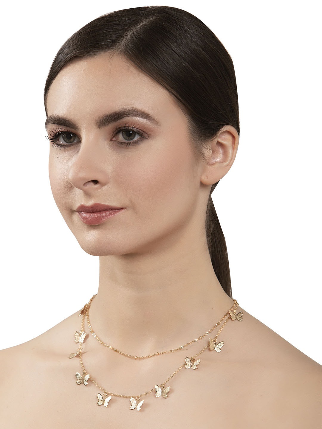

Shining Diva Fashion Gold-Plated Handcrafted Multi Layer Chain Necklace