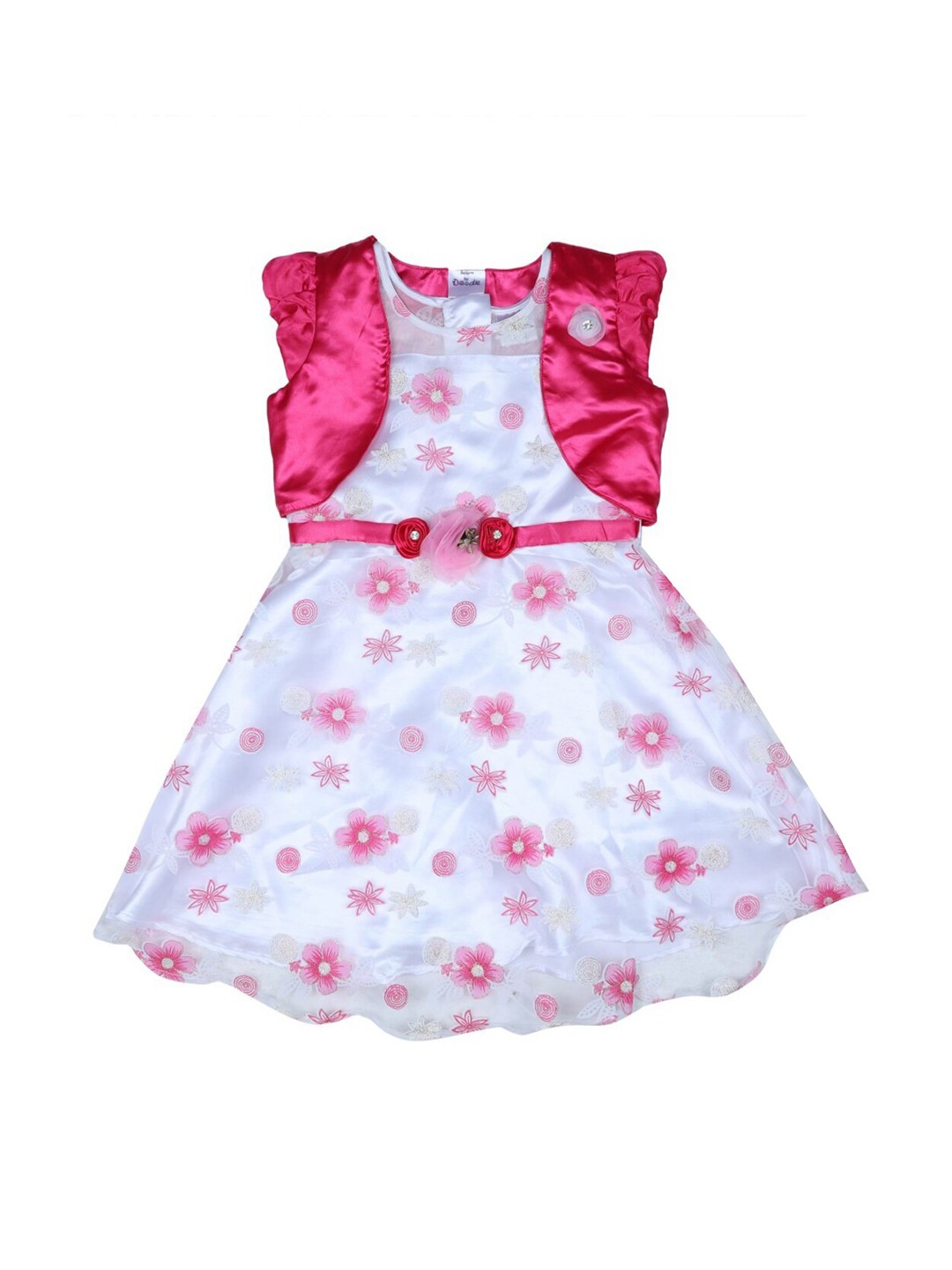 

Doodle Girls Pink Printed Fit and Flare Dress