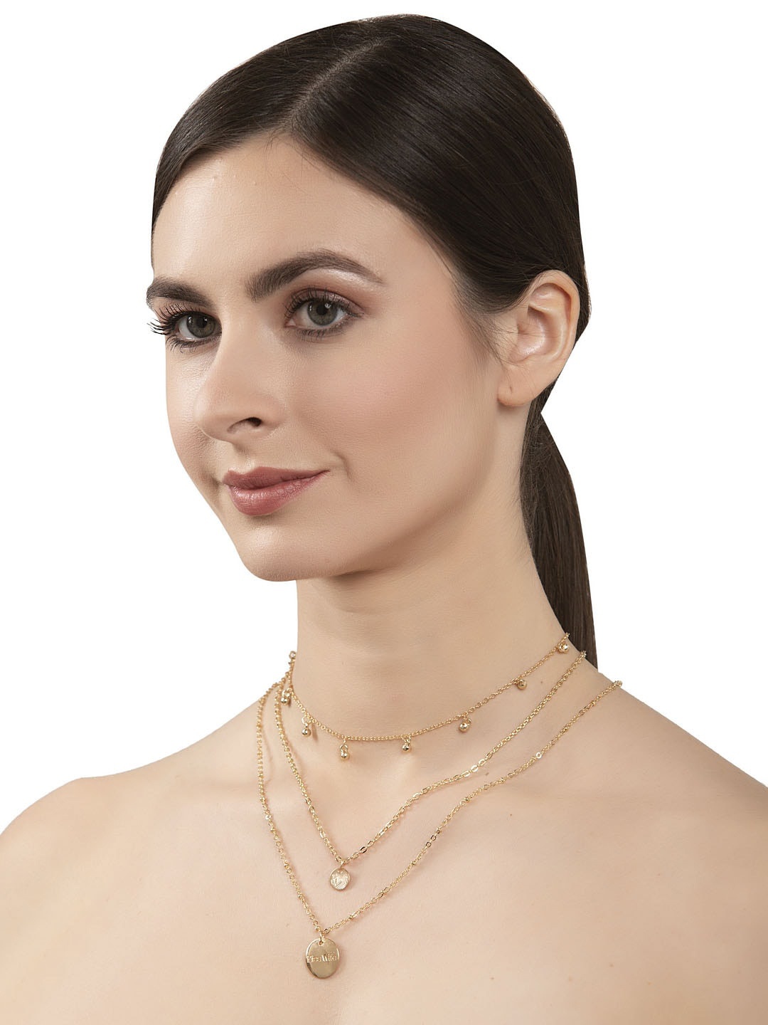 

Shining Diva Fashion Gold-Plated Layered Necklace