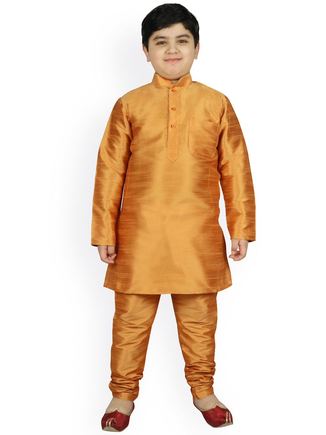

SG YUVRAJ Boys Gold-Toned Solid Kurta with Pyjamas