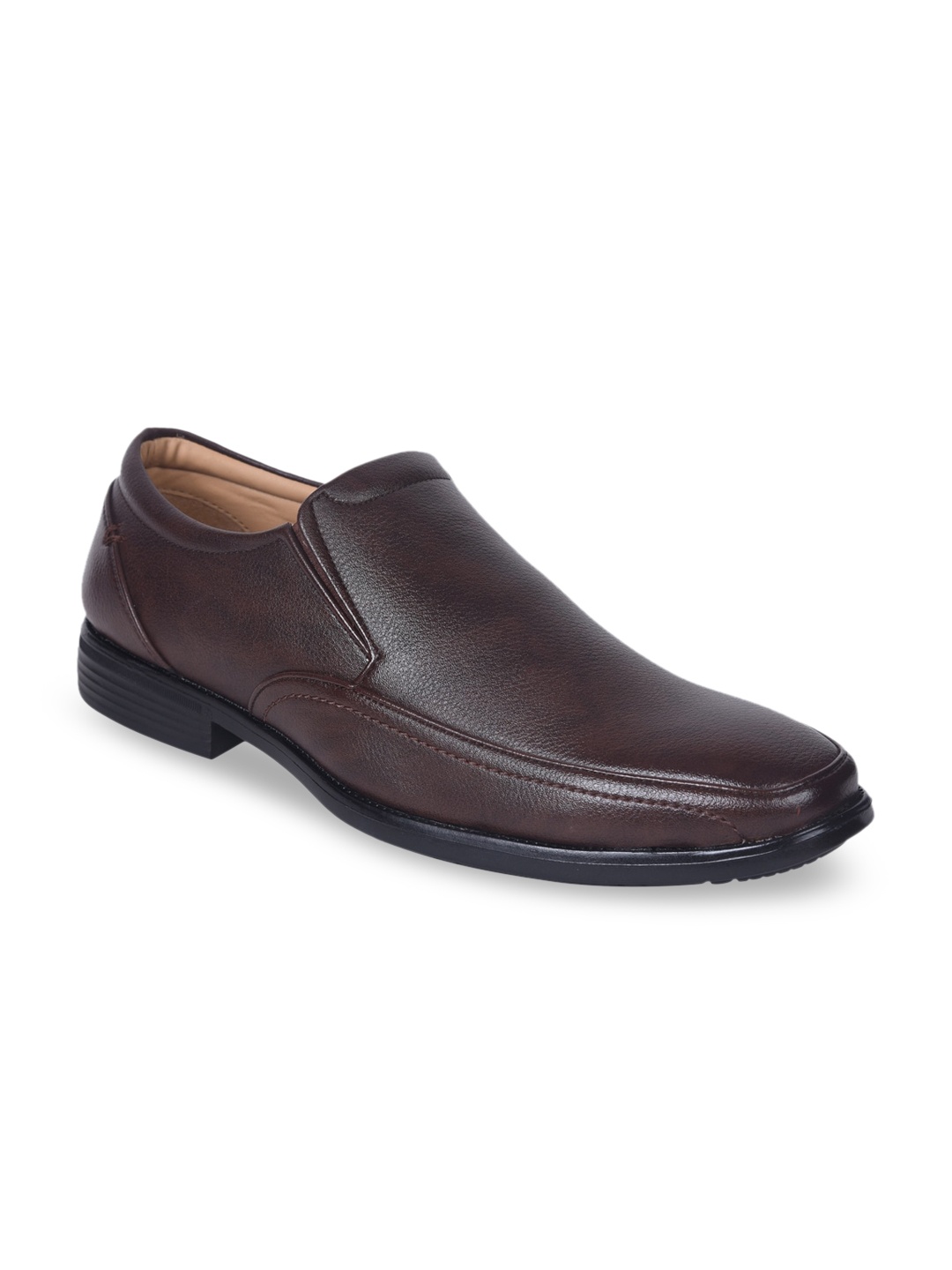 

IMPERIO Men Brown Solid Leather Formal Slip-On Shoes