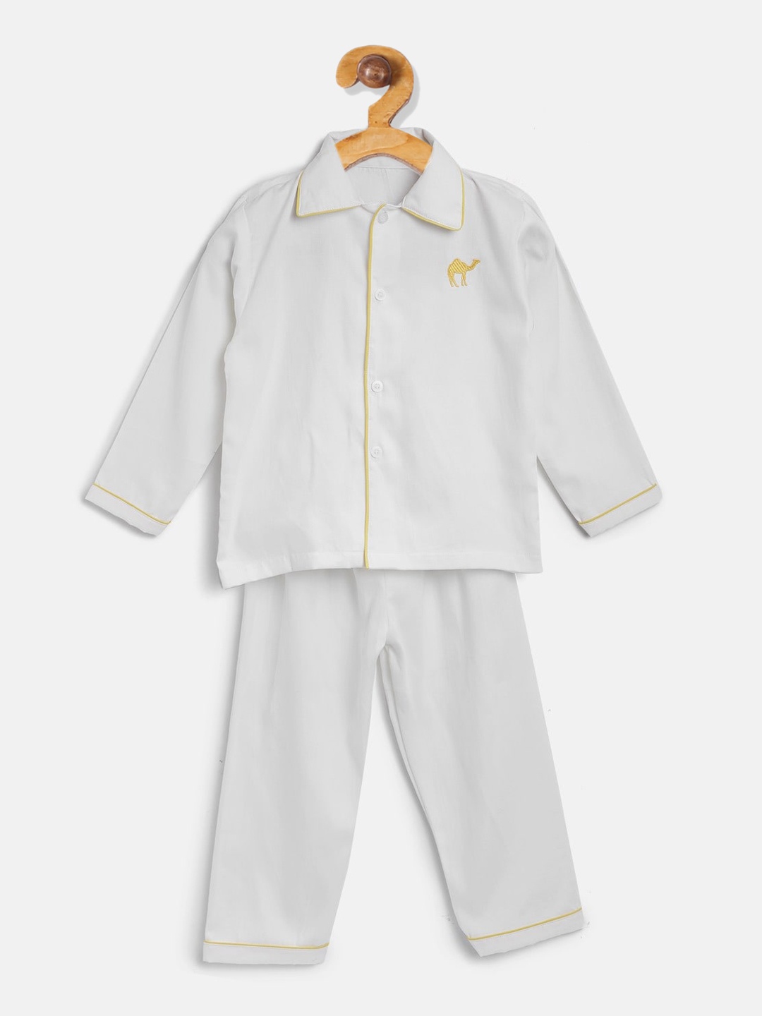 

Kids Clan Unisex Kids White Solid Night Suit
