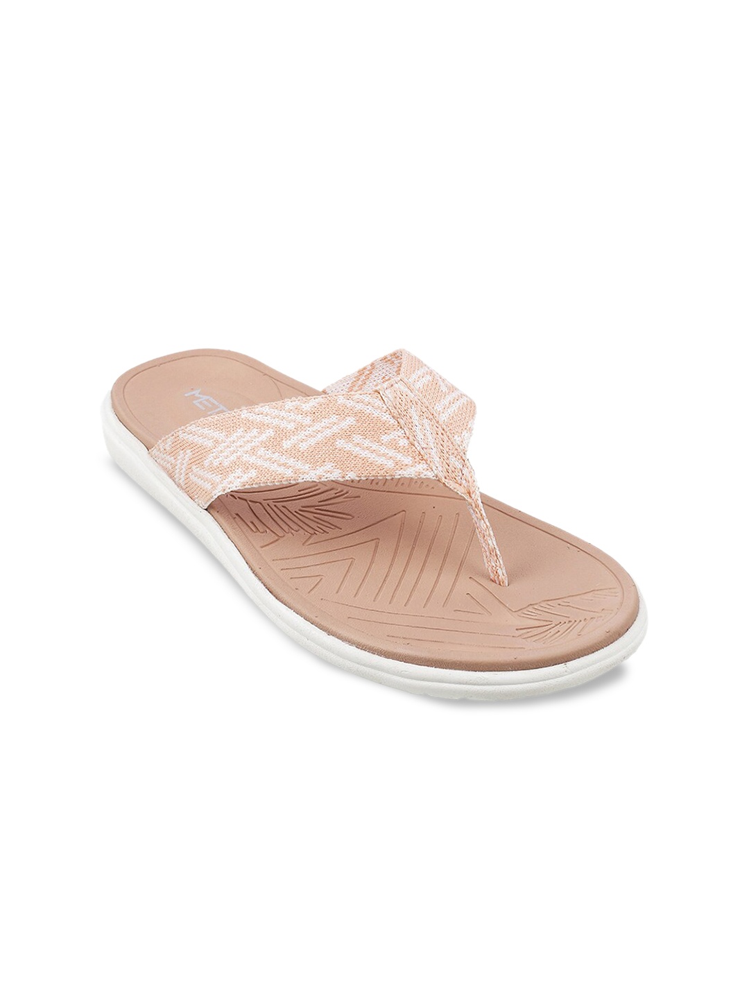 

Metro Women Peach-Coloured Woven Design Open Toe Flats