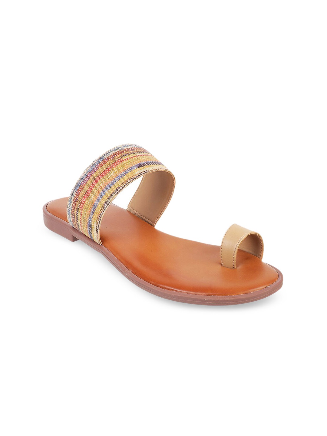 

Metro Women Beige Woven Design One Toe Flats