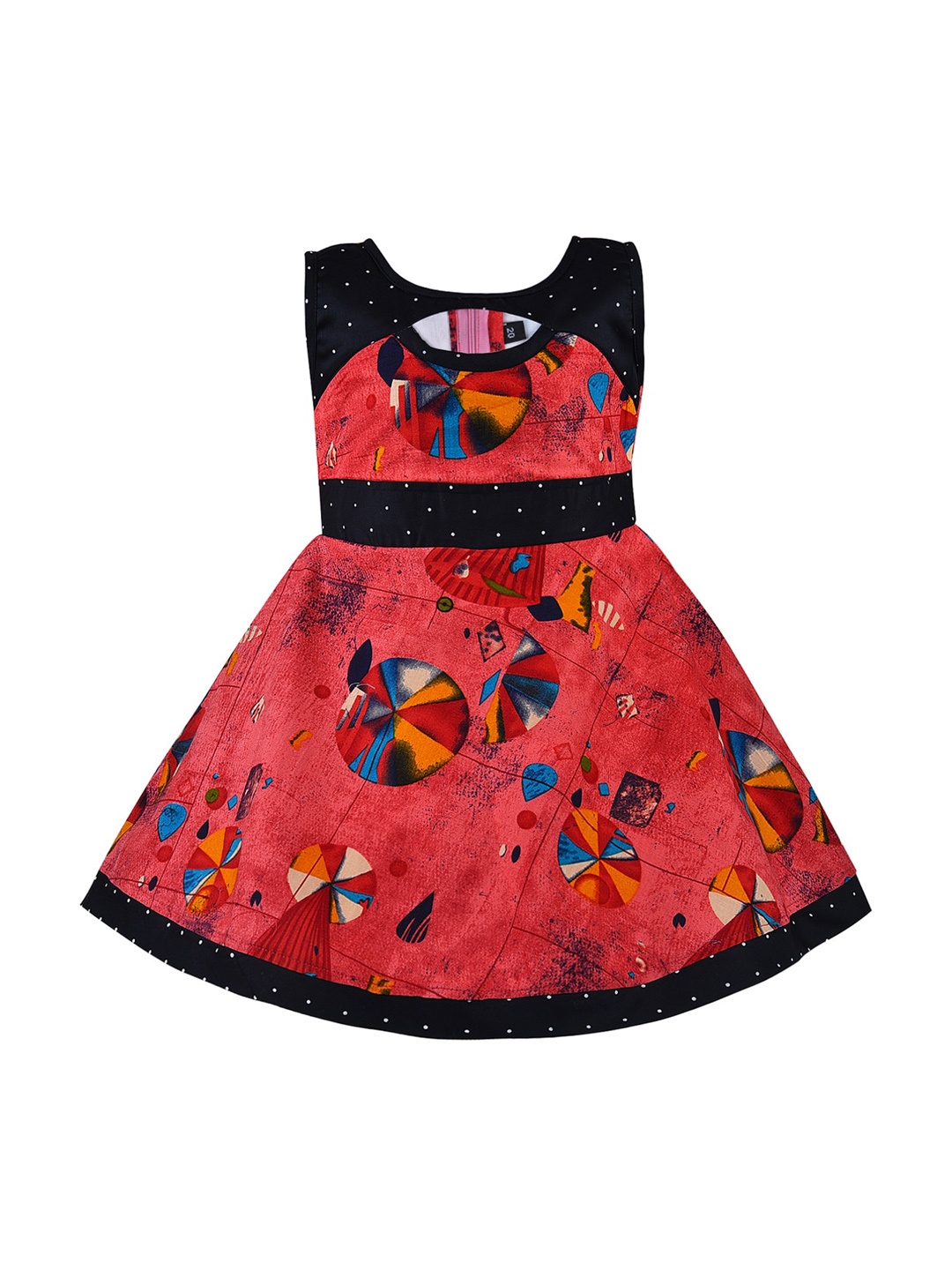 

Wish Karo Girls Red Printed Fit and Flare Dress