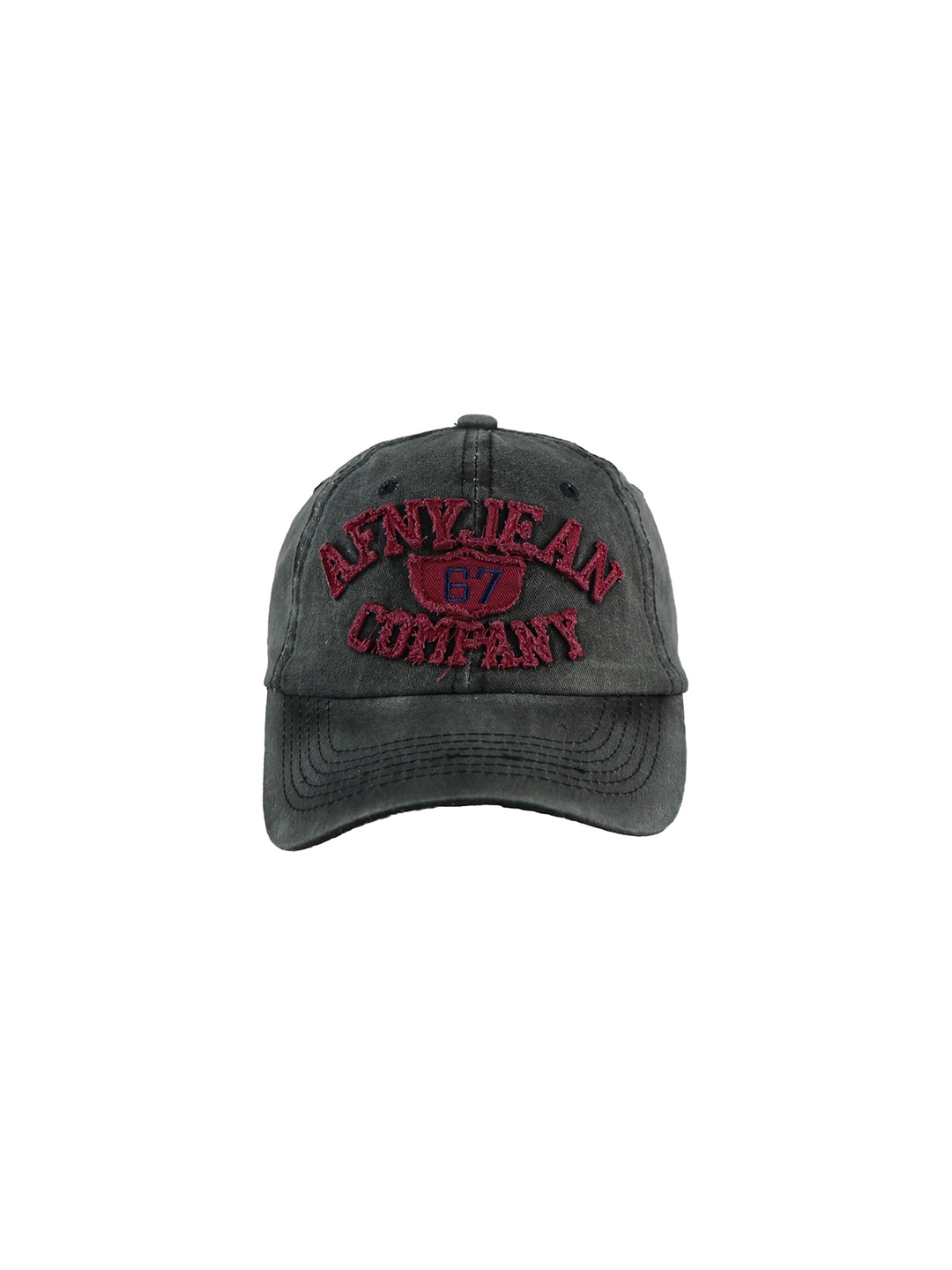 

iSWEVEN Unisex Charcoal Grey & Red Solid Adjustable Snapback Cap