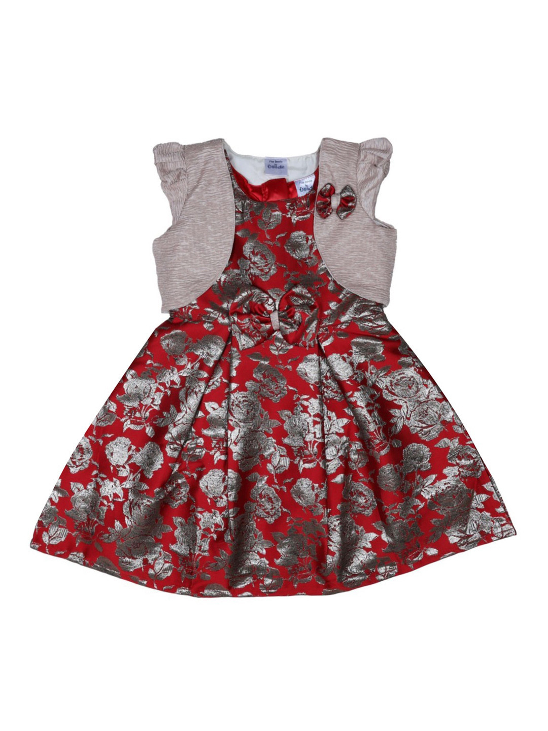 

Doodle Girls Red Printed Fit and Flare Dress