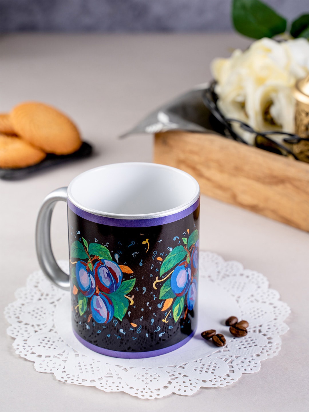 

KOLOROBIA Black & Green Printed Ceramic Mug