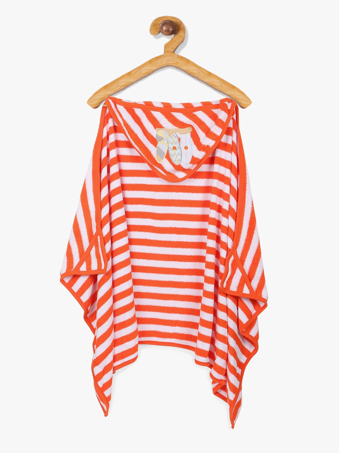

My Milestones Unisex Infant Orange & White Striped 350 GSM Hooded Towel Wrap
