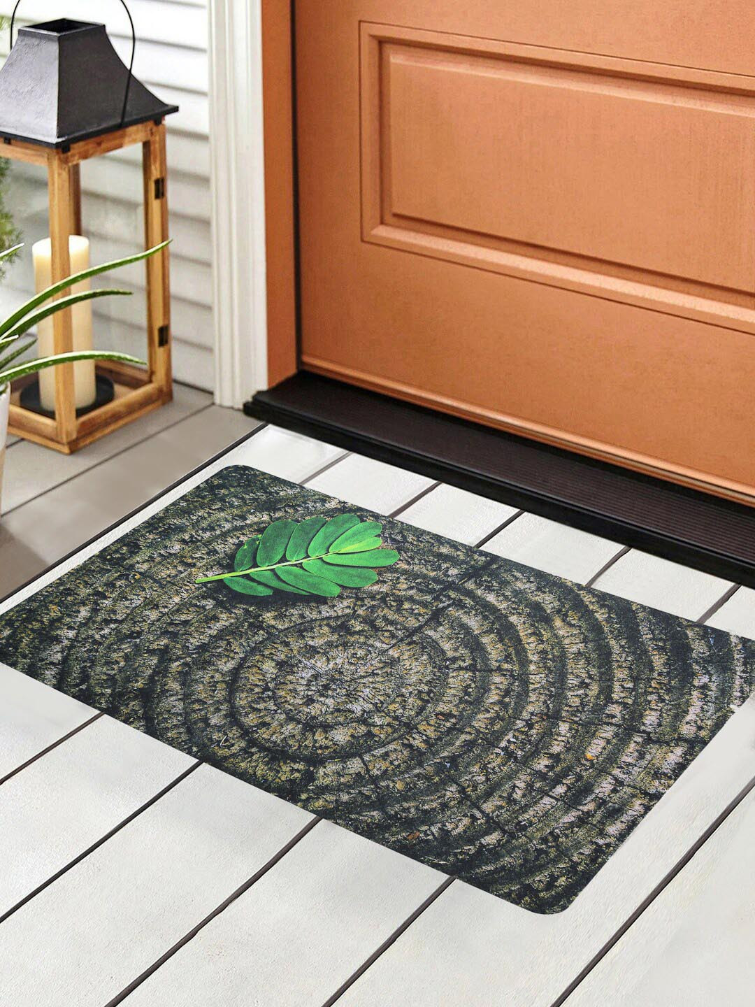 

HOSTA HOMES Black & Brown Digitally Printed Anti-Skid Doormat