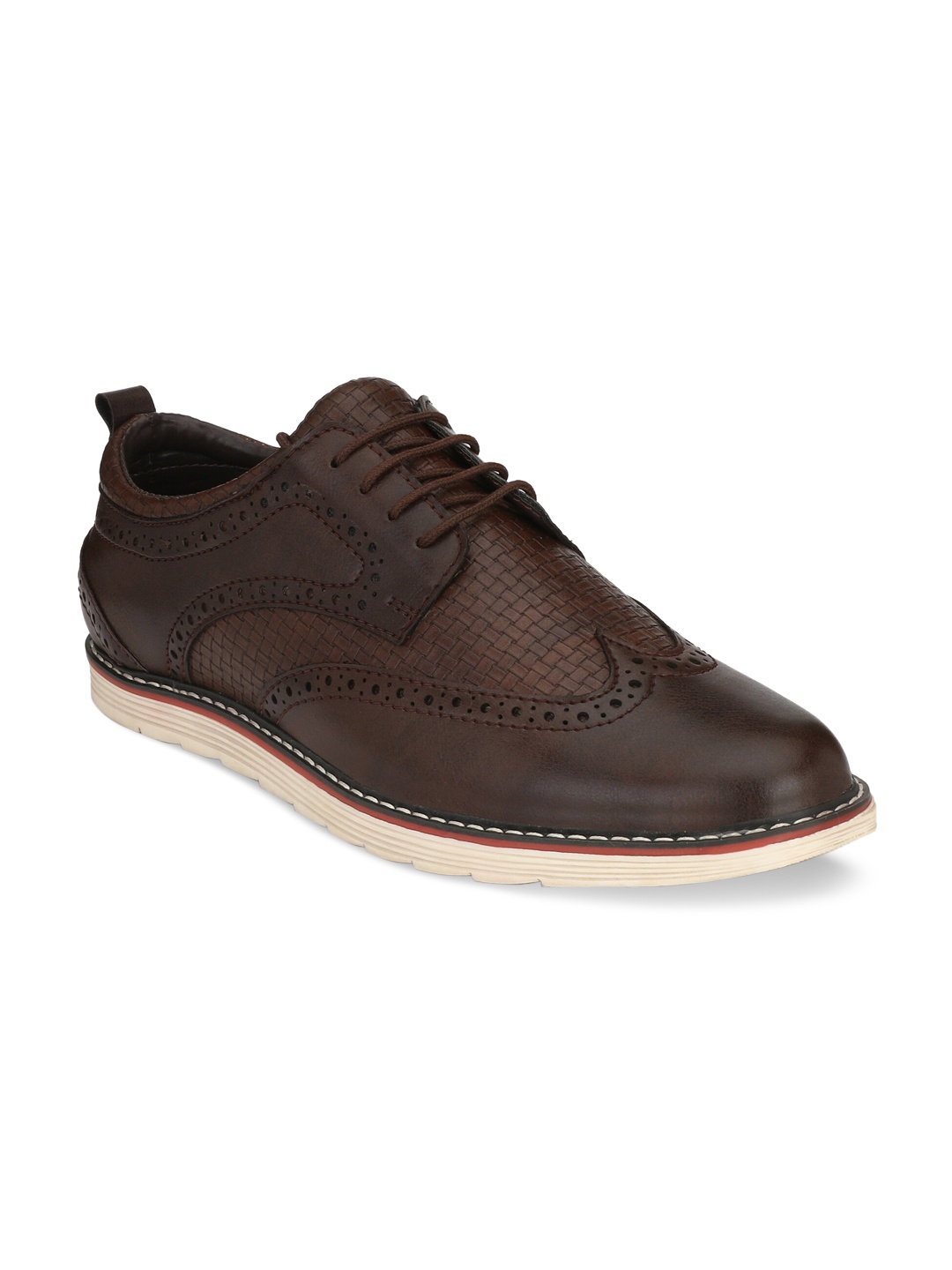 

El Paso Men Coffee Brown Textured Formal Brogues