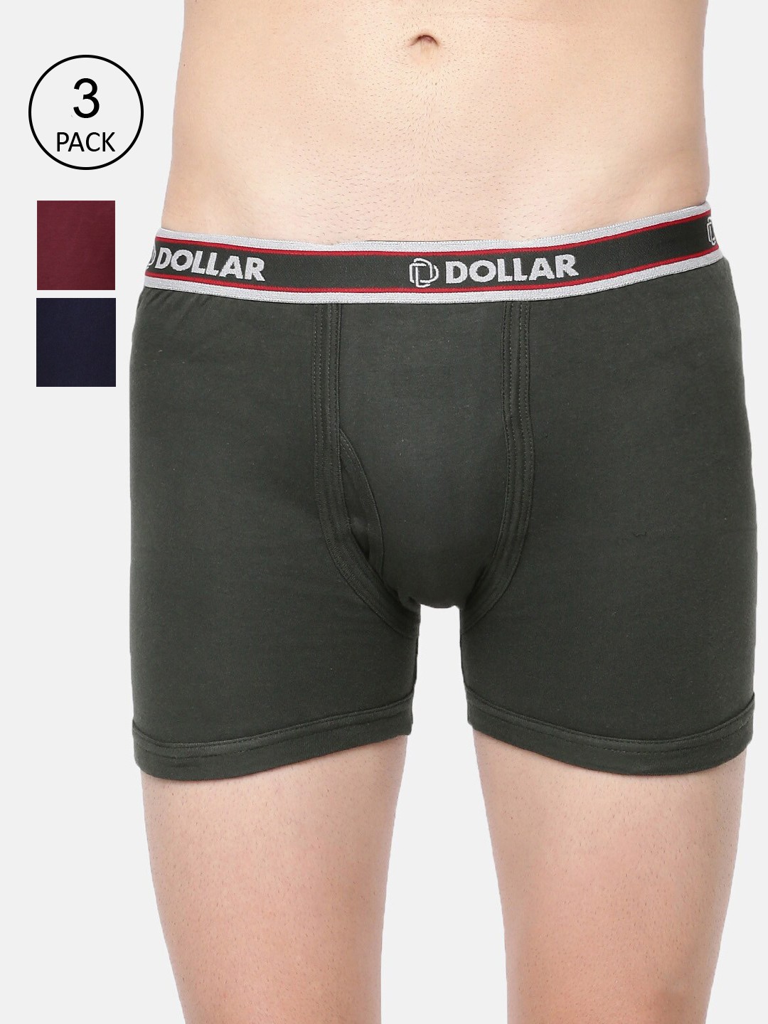 

Dollar Bigboss Men's Solid Pack of 3 Combed Cotton Intrerlock Pocket Trunk MDTR-10-PO3-C1, Assorted
