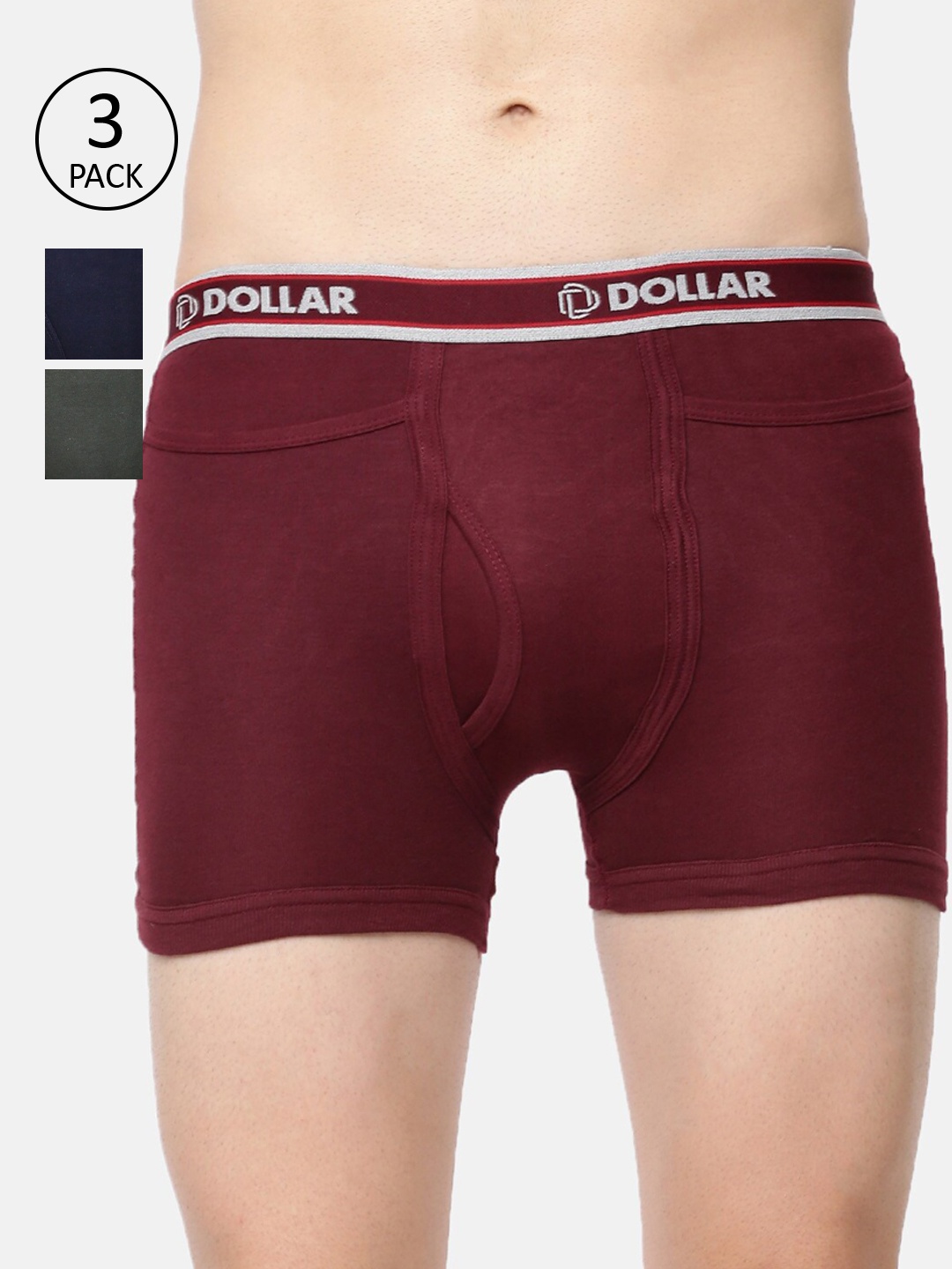 

Dollar Bigboss Men Pack of 3 Assorted Combed Cotton Interlock Trunks MDTR-09-PO3-C3
