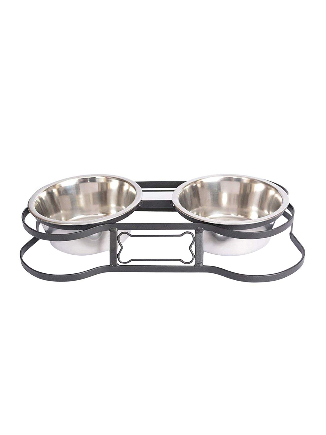 

PETS EMPIRE Silver-Toned Dog Double Diner Elevated Bowl Set