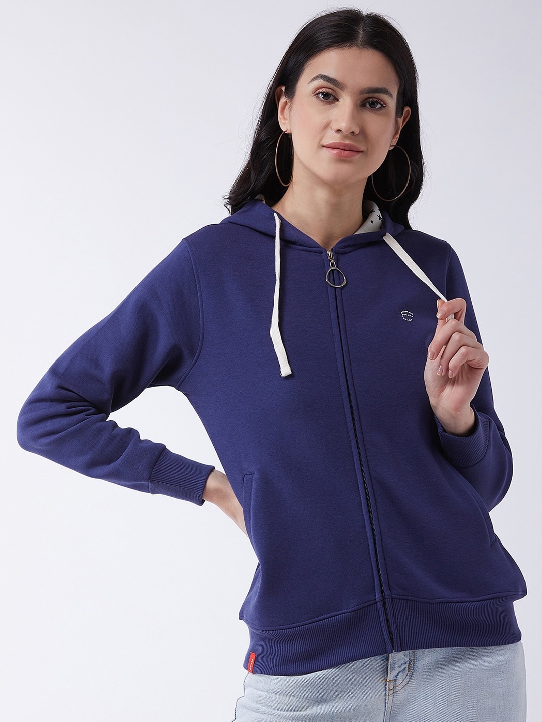 

FEMEA Women Navy Blue Solid Sweatshirt