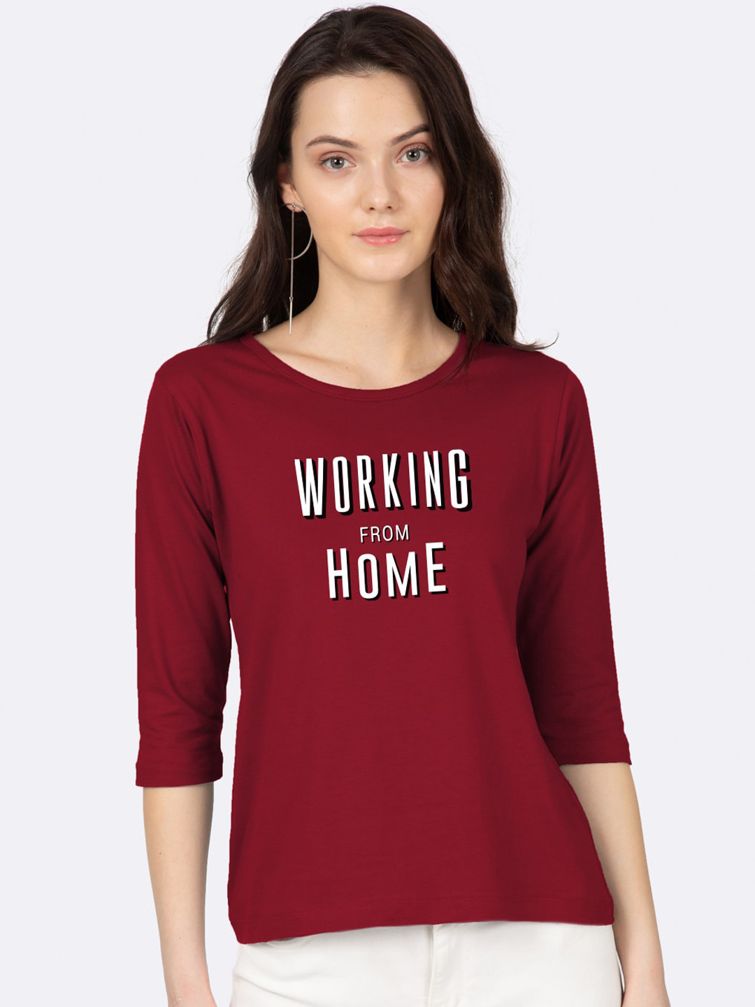 

Bewakoof Women Red Printed Round Neck T-shirt