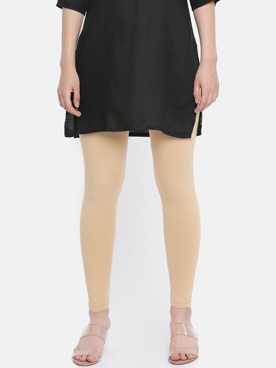 

Dollar Missy Women Beige Solid Ankle-Length Leggings