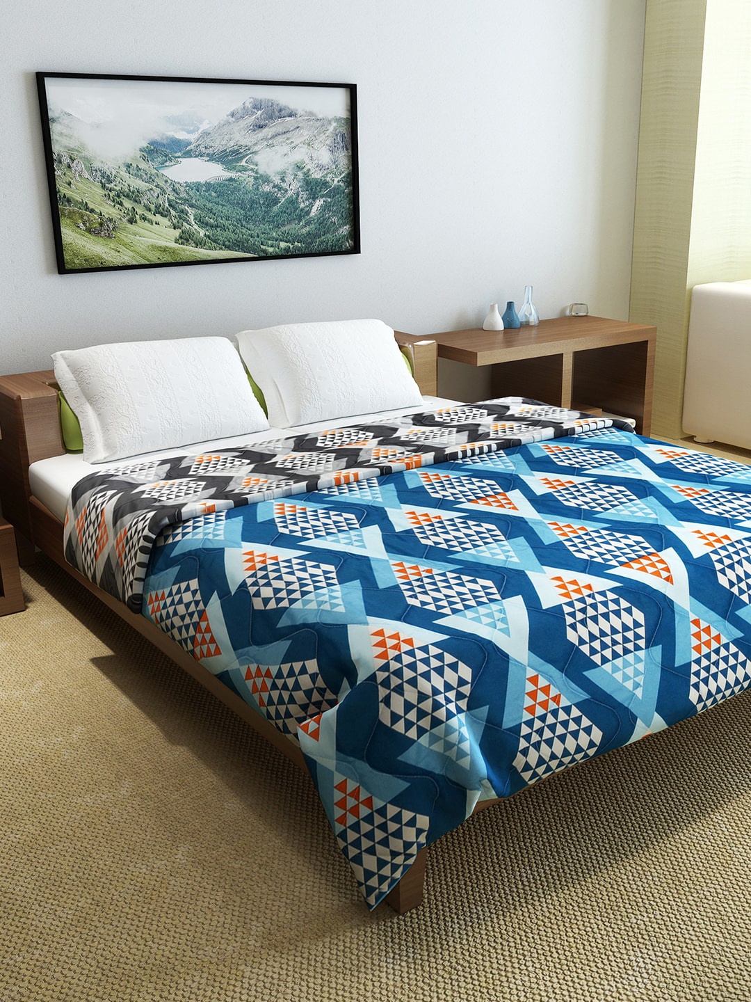 

Divine Casa Grey & Black Geometric Printed 150 GSM Mild Winter Double Bed Comforter