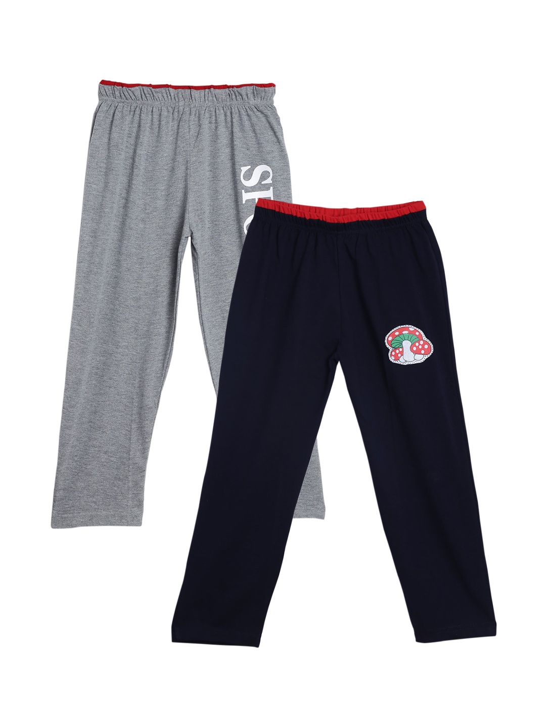 

SWEET ANGEL Unisex Kids Pack Of 2 Solid Straight-Fit Track Pants, Grey melange