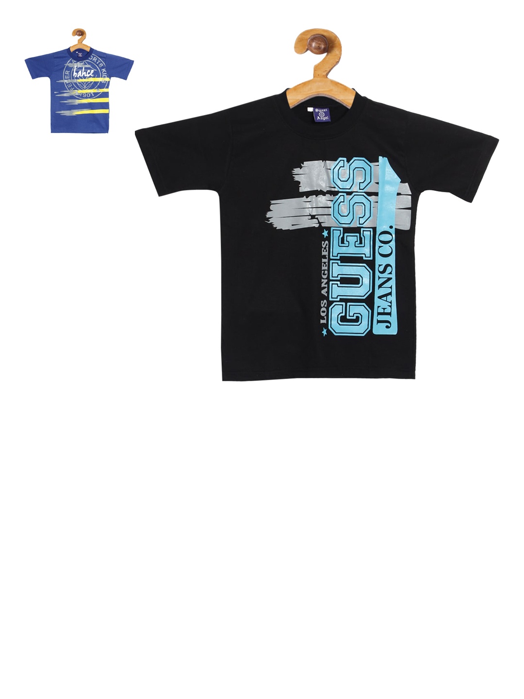 

SWEET ANGEL Boys Pack of 2 Printed Round Neck T-shirts, Blue