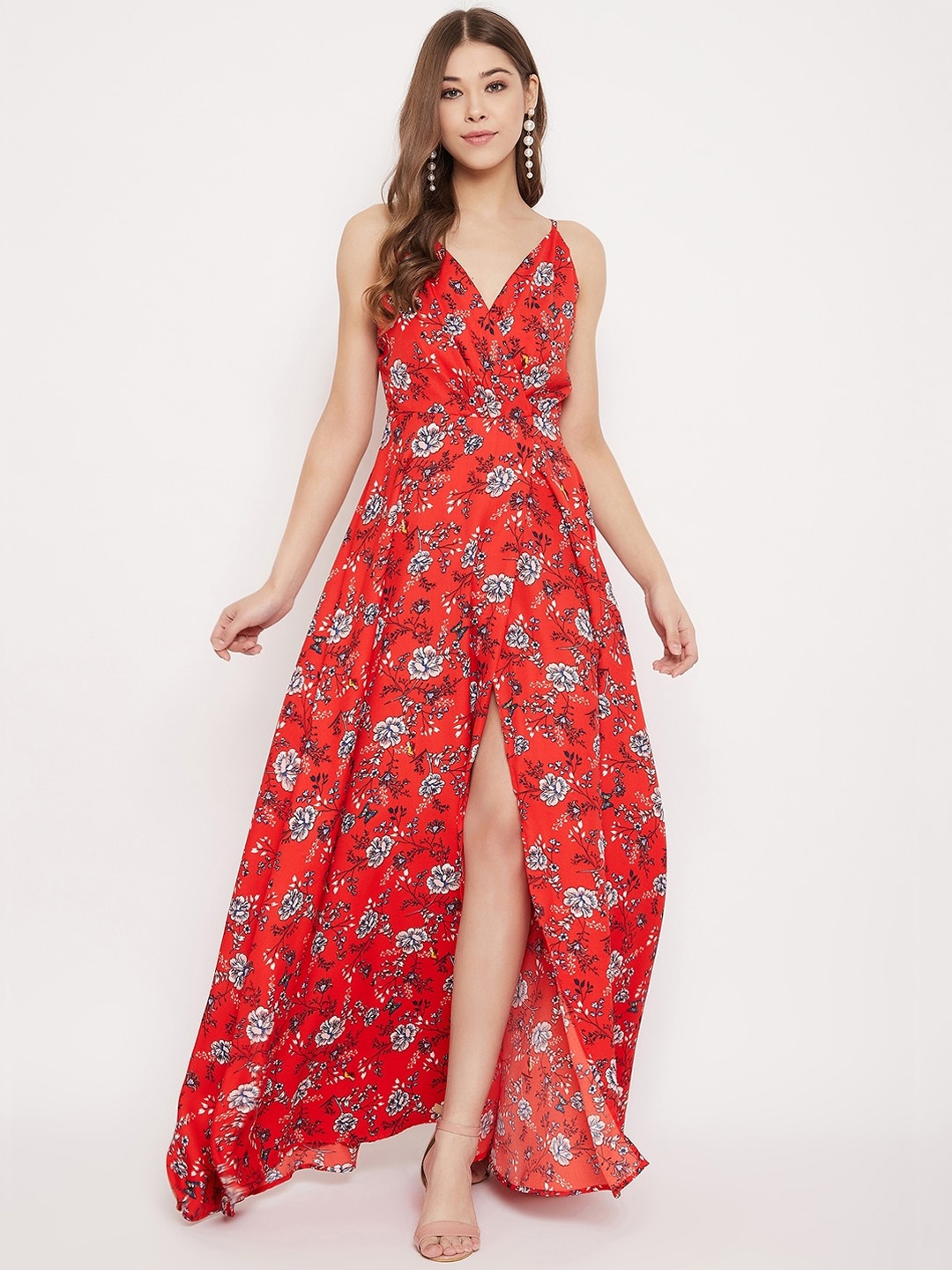 

Berrylush Women Red Printed Maxi Dress