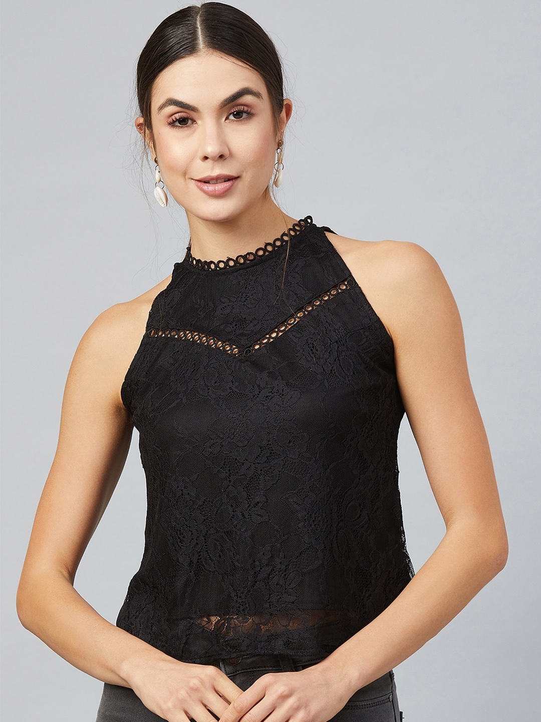

Marie Claire Women Black Self Design Top