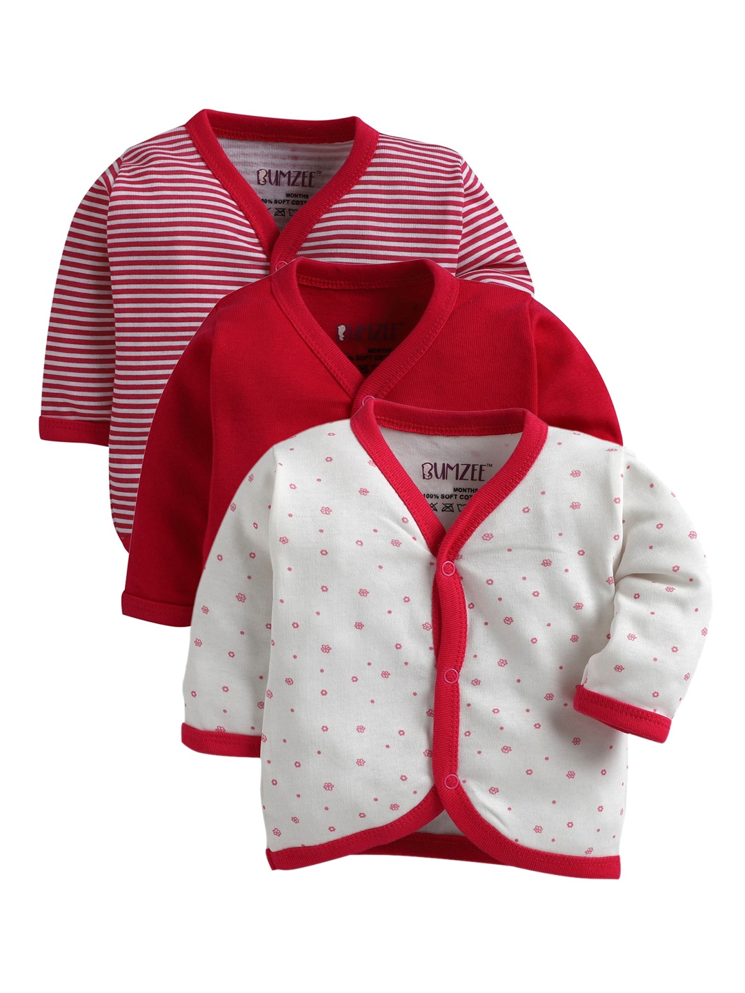 

BUMZEE Unisex Kids Pink Striped V-Neck T-shirt